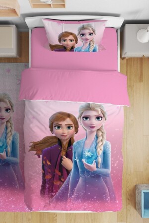 Rosa Elsa und Anna gemusterte Einzelbettwäsche für Babys, Kinder, evnev00076 - Evpanya