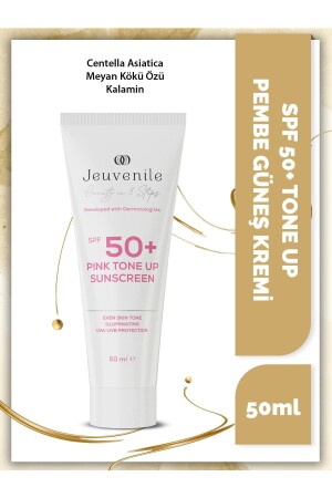 Rosa Sonnencreme mit Lichtschutzfaktor 50 und hohem Schutzfaktor, die den Farbton ausgleicht, JV080 - Jeuvenile