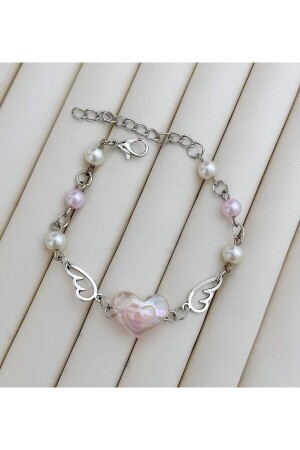 rosafarbenes Perlenarmband mit Engelsflügeln - Sleyshop