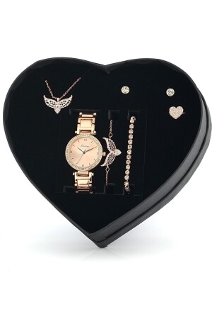 Rose Angel Wing Halskette Armband Ohrring Ring Uhr Geschenkset Geschenk für Liebhaber Geschenk für Mutter PS1162 - Forentina