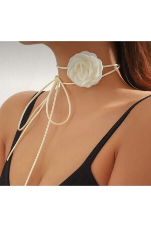 Rose Detail Neck Accessory Satin Choker Necklace - Atelier By Ece