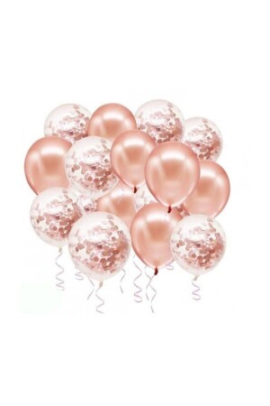 Rose Gold Konfetili Balon Seti 20 Adet - Balonevi