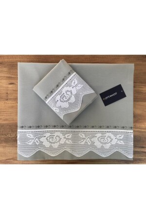 Rose Lace Picico Double Duvet Cover Set Gray CBLUDD - Çeyiz Bahçesi