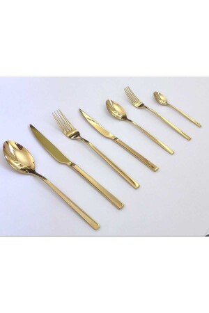 Rose Model Titanyum Gold 84 Parça 12 Kişilik 4 Milim Kalınlık Çatal Kaşık Bıçak Seti Rosegold01 - KB SOLİNGEN