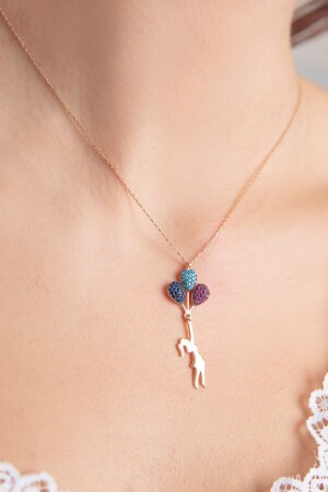 Rose Plated 925 Sterling Silver Necklace with Flying Balloon Figure PP2035 - Elika Silver