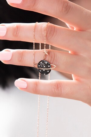 Rose Plated Planet Necklace with 925 Sterling Silver Chain KKK-MMM-444 - Bilsen Store
