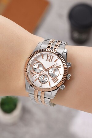 Rose-silver Metal Strap Unisex Wristwatch with Decorative Indicators PLUM004 - Polo55