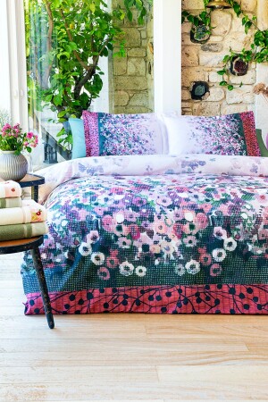 Rosebud Pink Duvet Cover Set Double Ranforce 8697353531026 - Özdilek