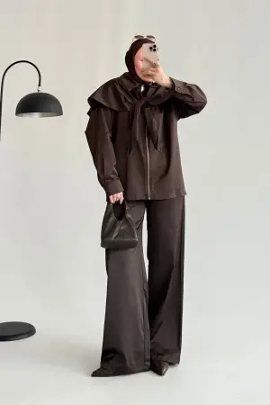 Rosso Premium Satin Jacket Suit Dark Brown - Nuuwears