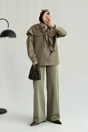 Rosso Premium Satin Jacket Suit Khaki - Nuuwears