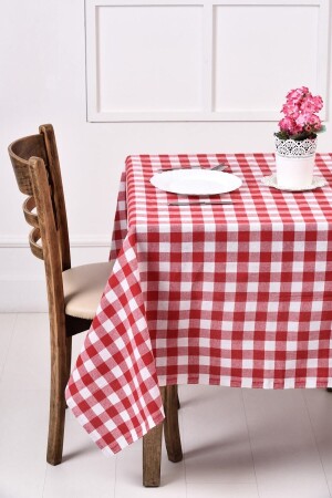 Rot-weiß karierte Gingham-Tischdecke, Tischdecke, Picknicktuch, Nostalgie-Serie, kariert, blau, Ostaljimoda - Moda Perde