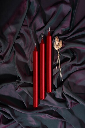 Roter 3-teiliger Kerzenständer, helle Kerze, tropffrei, metallischer Körper 1. Hochwertiger langer Stangenkegel - Mba Decor Metal Bending Art