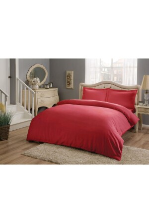 Rotes Satin-Bettbezug-Set Basic Red ohne Gummizug 200 cm x 220 cm 60179215 - Taç