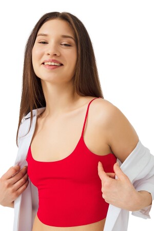 Rotes, verstellbares, dünnes Träger-Laser-Cut-Damen-Bustier - Cottonhill