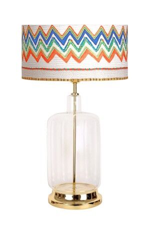 Rouen Gold Base Modern Special Design Glass Lampshade Cream Wawe Patterned GLROU05 - Vinner