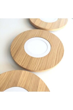 Round Oak Veneer Led Ceiling Light 33cm, Bedroom, Hallway, Bathroom Lamp - Daylight - marca home