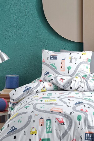 Route 100% Cotton Ranforce Single Duvet Cover Set 160x220 - Cote Blanc