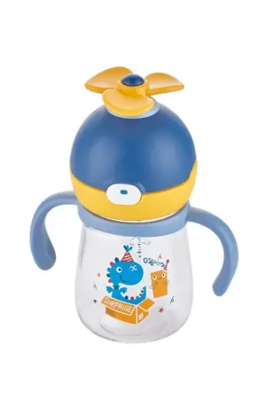 Rovco Smart Straw with Rotating Propeller for Babies (+6 Months) Tritan Water Bottle 220 ml Blue - Rovco
