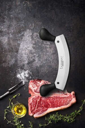 Row Armor Minced Meat Chopper 31 Cm Double Handle Kitchen Knife Set LAZBİSA017 - LAZBİSA