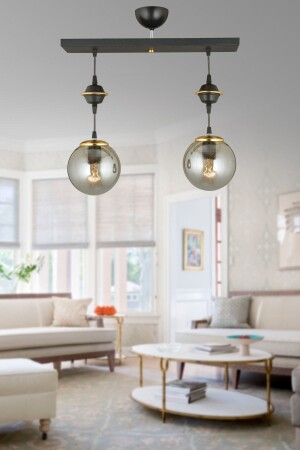 Row of Black 2-Piece Smoked Glop Top Glass Luxury Chandelier AK0004 - Kraliçe