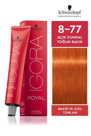 Royal 8-77 Açık Kumral Yoğun Bakır Saç Boyası 60ml - Igora