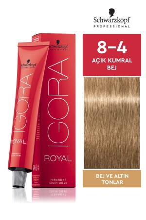 Royal Gold Tones 8-4 Light Auburn Beige Hair Dye 60ml 4045787207545 - Igora