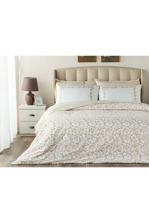 Royal Scroll Pamuk Saten King Size Nevresim Takımı 240x220 Cm Gold TYCORZL37N168741597574748 - English Home