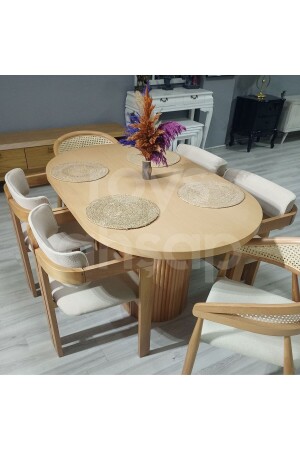 Roys Wooden 5058 Natural 170 Cm Daisy Oval Slatted Dining Table - Roys Ahşap