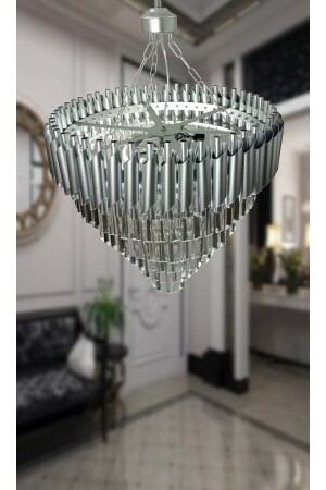Roza Silver 55 Luxury Crystal Stone Chandelier ROZA54 - MATMAZEL AKSESUAR