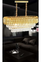 Roza Varaklı Gold 75x35 Crystal Stone Luxury Chandelier 75X35KD - MATMAZEL AKSESUAR