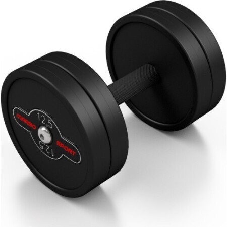 Rubberized dumbbell Marbo - 12.5 kg, black - Marbo Sport
