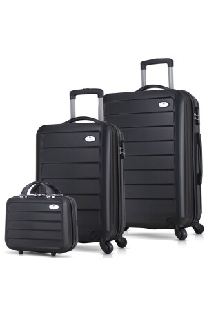 Ruby Abs Cabin Medium and Vanity Size Black 3-Piece Suitcase Set - My Valice