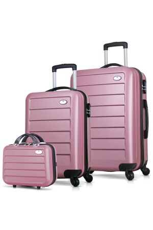 Ruby Abs Cabin Medium and Vanity Size Rose Gold 3-Piece Suitcase Set - My Valice