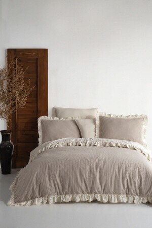 Ruffle 100% Cotton Ruffle Yarn Dyed Double Duvet Cover Set 200*220 RFFLCKT - Macas Home