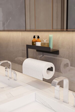 Rulo Kağıt Havluluk Peçetelik Banyo Düzenleyici Siyah KAGITHAVBANYO100 - Lamizon
