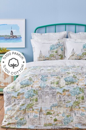 Rumeli Green 100% Cotton Double Duvet Cover Set 200. 19. 01. 0405 - Karaca Home