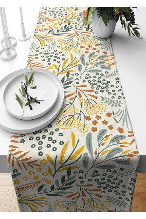 Runner aquafloral Desenli Süet Dokuma 140*40 Cm - Pilloveland