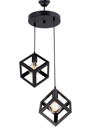 Rustic Retro Model Geometric Pendant Lamp Metal Cube Chandelier - Lambadar