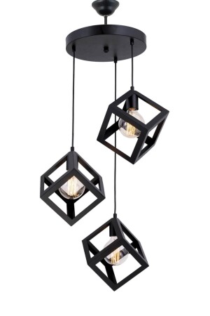Rustic Retro Model Geometric Pendant Lamp Metal Cube Chandelier - Lambadar