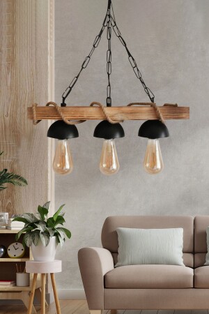 Rustic Wooden Chandelier with Wooden 3 Ropes - Rscollections
