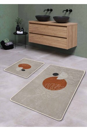 Rutschfeste, waschbare 2-teilige Badematte mit Gabriel-Muster, 60 x 100 cm – 50 x 60 cm, BM0194 - Pilloveland