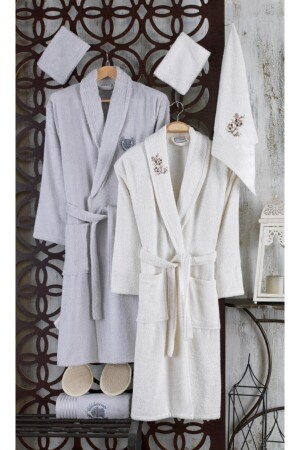 Rüya 10 Piece Embroidered Bathrobe Set Bathrobe Set Dowry Set - Güvenal