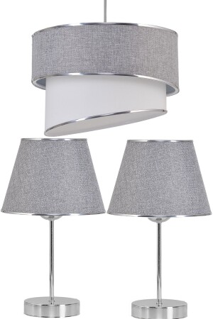 Rüzgar Pasta Single Pendant Lamp Chandelier and Chrome Lampshade Set Gray - Evlight