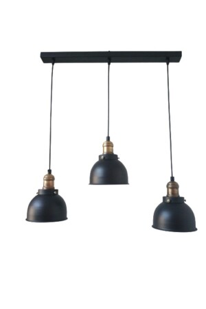 Rys Retro Metal Siyah Dekoratif 3 Lü Masa Üstü Sıralı Rustik Sarkıt Avize En:60 Cm rys1151 - Rsylight