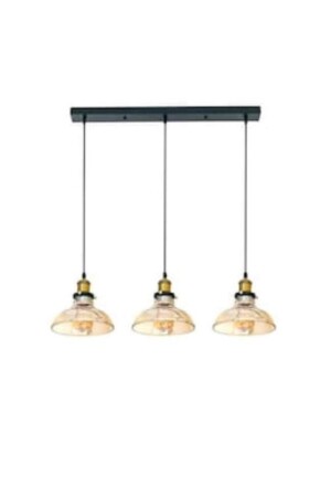S Retro Rustic Row Triple Honey Glass Pendant Lamp Table Top Chandelier 60 Cm Width MYL002102 - demet habek mylights