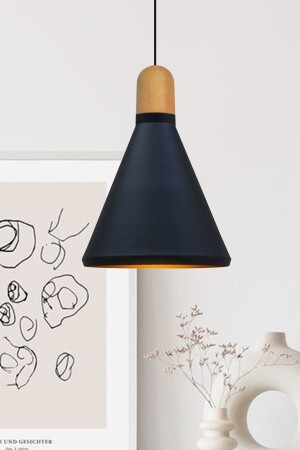 Sabonis Black Chandelier Wooden Head Single Pendant Lamp Showroom Entrance Hallway Nursery Hairdresser Hotel BMM2039CA - Bamyum