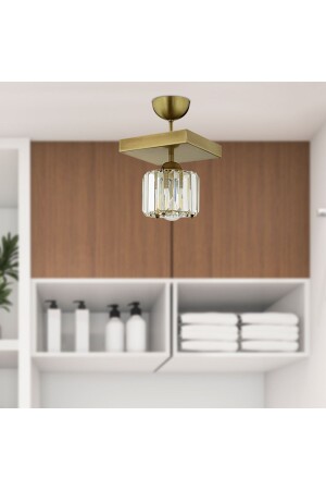 Sabrina Single Antique Plafonier with Crystal and Stone Modern Design Crystal Living Room Chandelier 3417-1-FR - Apliqa