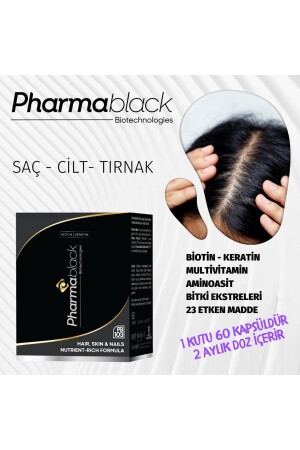 Biotin & Keratin Vitaminkomplex gegen Haarausfall 60 Kapseln – 23 Wirkstoffe / 2 Monatsdosierung - Pharmablack