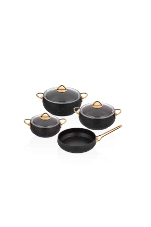 Safari 7-teiliges Granit-Kochgeschirr-Set Schwarz TT-1494 - Taç