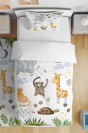 Safari Friends Patterned Single Baby Kids Bedding Set evnev00043 - Evpanya